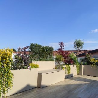 Panca Con Fioriere alluminio tortora